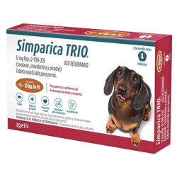 Simparica Trio antiparasitario interno y externo. 1 tableta masticable, de 5-10 kg