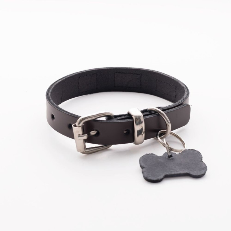 Toscano collar cuero marrón cuadritos colores talla. Collares para perros al mejor precio