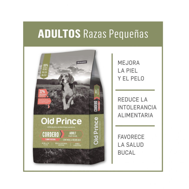 Old Prince Super Premium, Adulto Raza Pequeña, Cordero y Arroz Integral