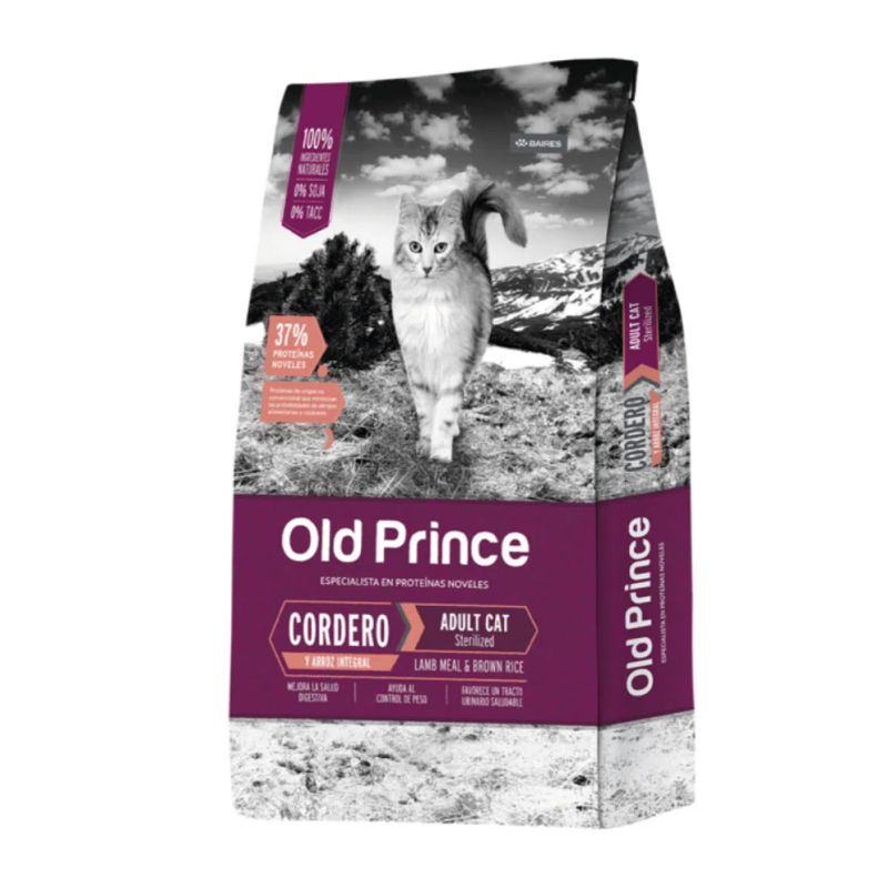Old Prince Super Premium Gato, Adulto Esterilizado, Cordero y Arroz Integral