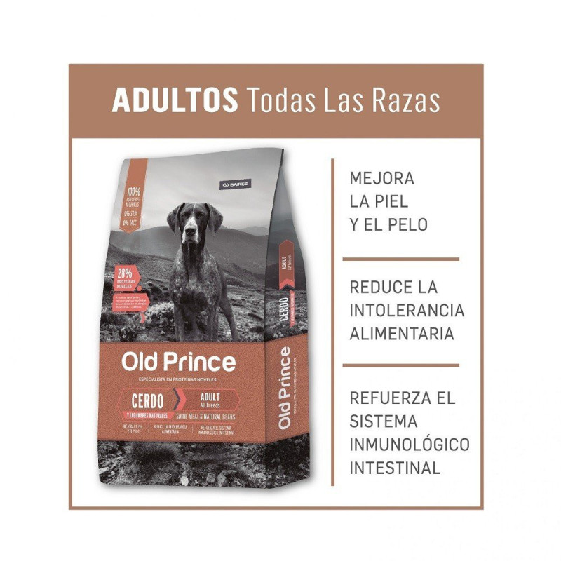 Old Prince Super Premium, Adulto todas las razas, Cerdo y Legumbres